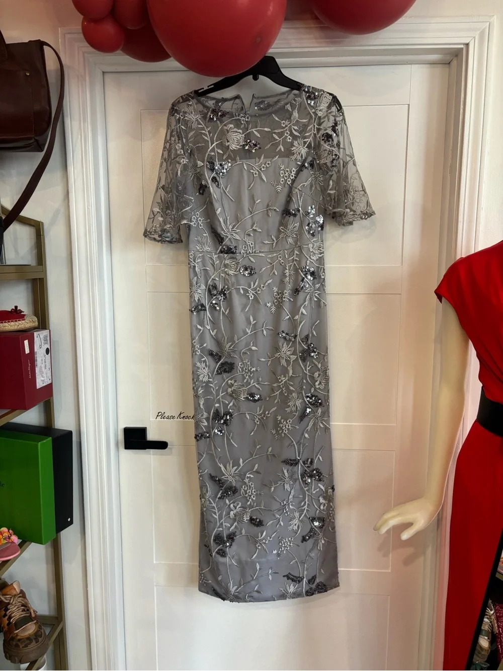 JS Collections | Dresses | Js Collections Silver Embroidered Formal Dress |  Poshmark